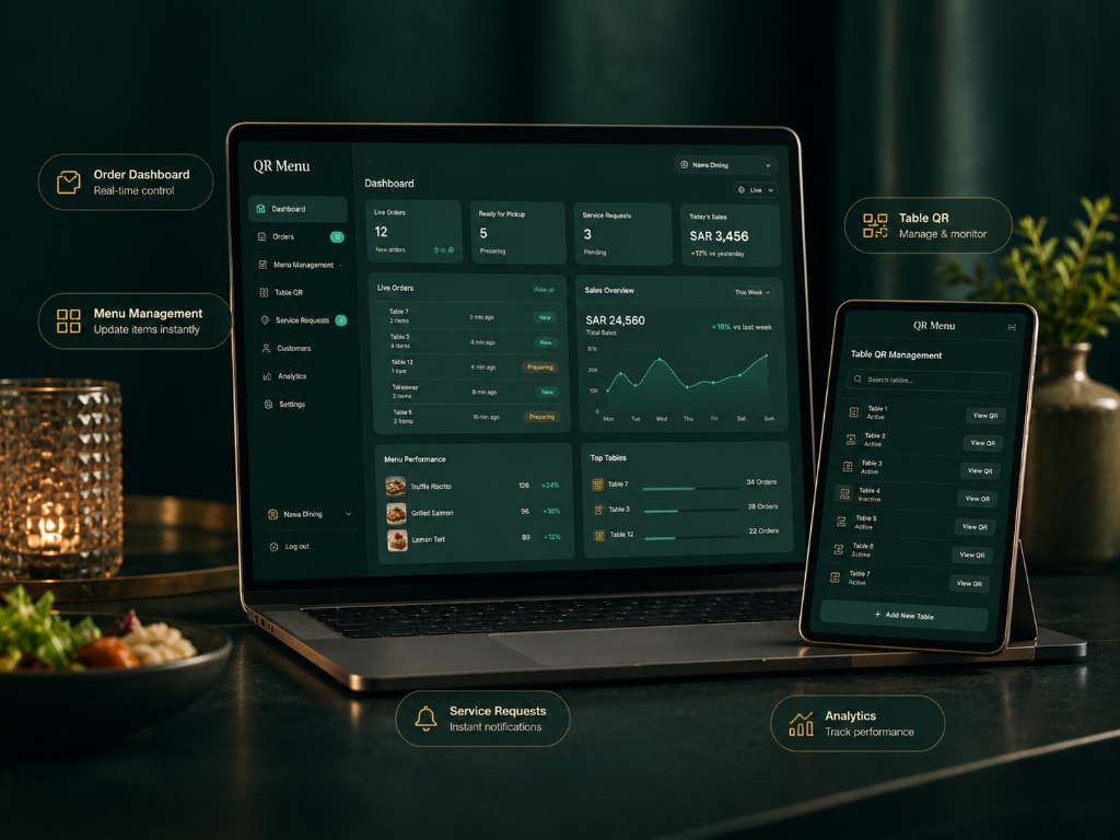 QR Menu Restaurant Admin & Order Management Dashboard